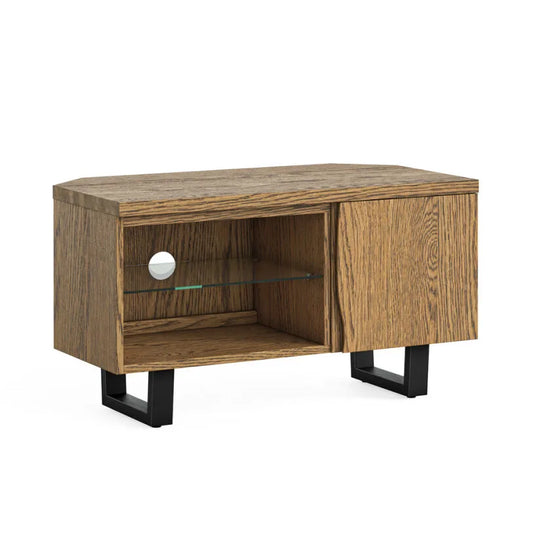 Jersey Corner TV Unit - Smoked Oak & Black