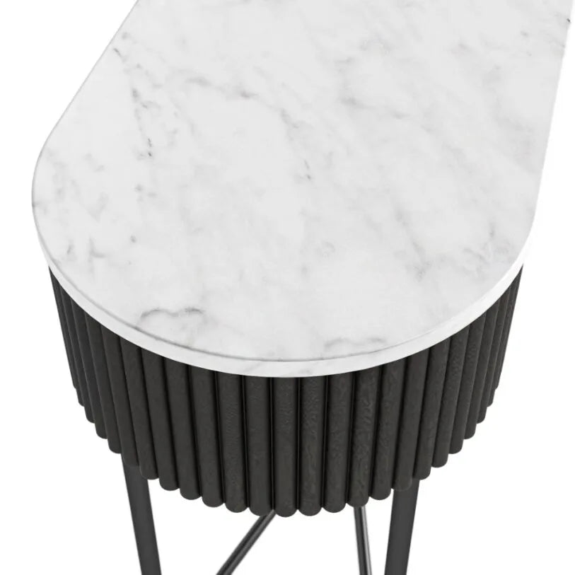 Lucas Console Table - Black w/Marble Top