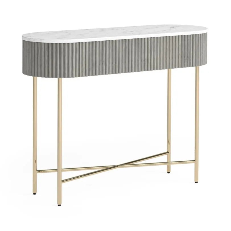 Isabella Console Table - Grey w/ Marble Top