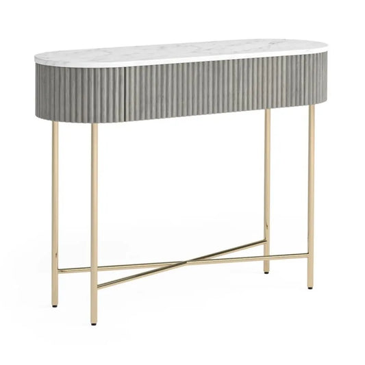 Isabella Console Table - Grey w/ Marble Top